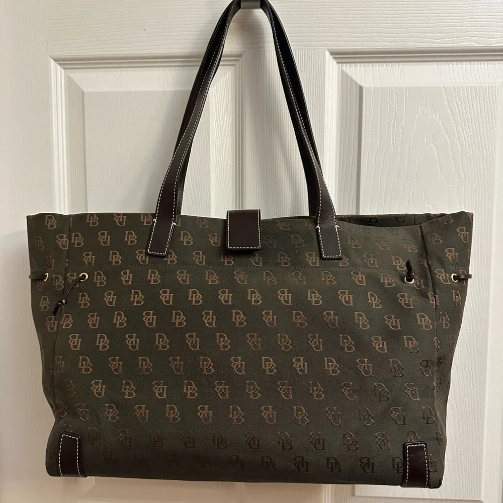 Dooney & Bourke Olive and Brown Monogram Tote/Laptop/Computer Bag/Tote
